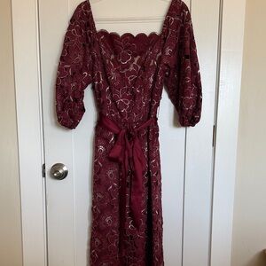 Vintage Richilene Burgundy Lace Dress